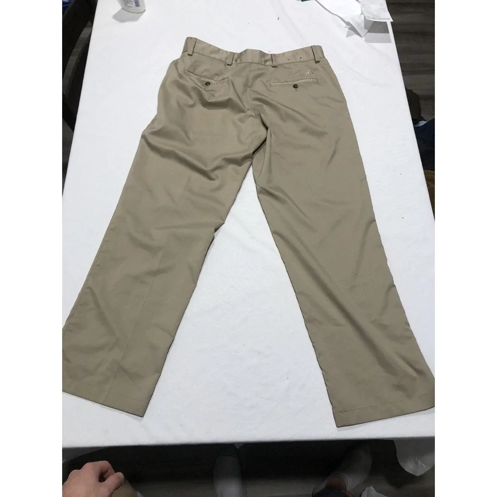 Adidas ClimaLite Golf Pants Tan Performance Wicking‎ Flat Front Men Size 32 x 30